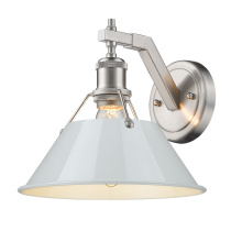 Golden 3306-1W PW-DB - Yep by Golden Lighting Orwell 1-light Wall Sconce in Pewter and Dusky Blue shade